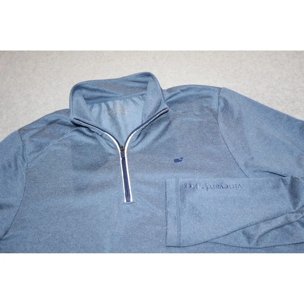 Vineyard Vines Performance 1/4 Zip Pullover Shirt Mens Large Blue Stretch Golf